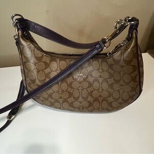 Y2K Coach Caramel and Purple Shoulder Bag with Signature Design